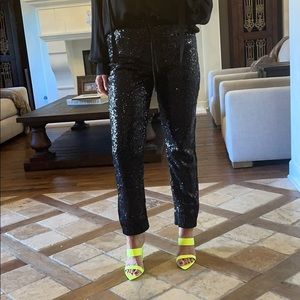 DO+BE, Black Sequins Jogger Pants, Size Large